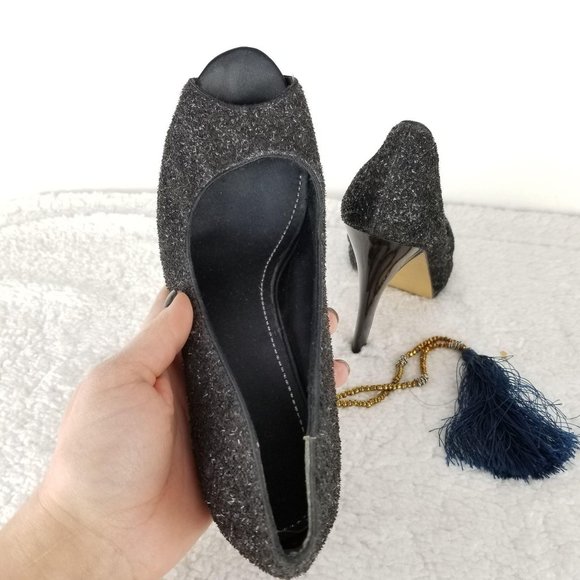 NINE WEST Womens sz 8《265》glitter peep toe pumps - Picture 6 of 9